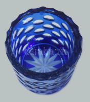 2 darab kéken pácolt op-art mintás kristály kisváza, pattogzással, m: 7-8,5 cm