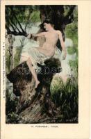 Irrlicht / Erotic nude lady art postcard. L. &amp; P. Handcolorirte Künstlerkarte Serie K. s: W....