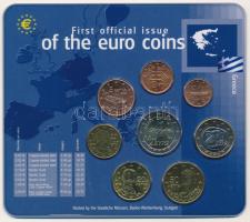 Görögország 2002. 1c-2E (8xklf) forgalmi sor "Az Euró érmék első hivatalos kiadása" szettb...