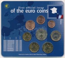 Franciaország 1999-2002. 1c-2E (8xklf) forgalmi összeállítás "Az Euró érmék első hivatalos kiad...
