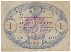 Montenegró / Osztrák-magyar megszállás 1914. 1P "74 123" T:F Montenegro / Austro-Hungarian occupation 1914. 1 Perpera "74 123" C:F Krause P#15