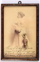 Marianne Scharwenka-Stresow (1856 - 1918) hegedűművész dedikált kabinetfotója, üvegezett keretben 10...