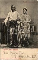1903 Constanta, Konstanca; Familie de nomadi. Salutari din Constanta / Romanian folklore, nomad fami...