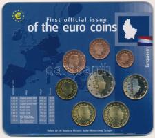 Luxemburg 2002. 1c-2E (8xklf) forgalmi sor "Az Euró érmék első hivatalos kiadása" szettben...