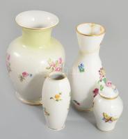 5 darabos porcelán tárgy gyűjtemény, közte sérült Herendi vázák, m: 14 cm alatt