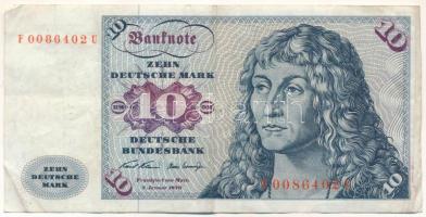 Német Szövetségi Köztársaság 1970. 10M "F 0086402 U" T:F erős papír Federal Republic of Germany 1970. 10 Mark "F 0086402 U" C:F strong paper Krause P#31a
