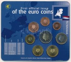 Hollandia 2001. 1c-2E (8xklf) forgalmi sor "Az Euró érmék első hivatalos kiadása" szettben...