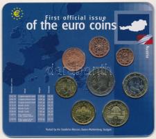 Ausztria 2002. 1c-2E (8xklf) forgalmi sor "Az Euró érmék első hivatalos kiadása" szettben ...