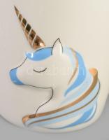 Unikornis mintás fedeles pohár kanállal, m: 13,5 cm