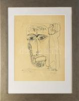 Olvashatatlan (Kass?) jelzéssel: Arckép. Tus, papír. Üvegezett fakeretben. 37x28,5 cm