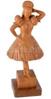 19624 Szekeres Péter faragott fa táncoló lány, jelzett, m: 37 cm