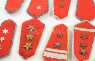 cca 1970/80 Tűzoltó 5 darab sapkazsinór, 2 darab vállalati tűzoltójelvény, karjelzések, 12 darab, a ...