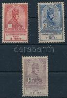 1913 Árvíz (I.) 1K, 2K, 5K (kis rozsda mindegyiken) (78.500)