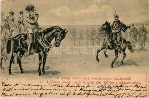 1897 II. Vilmos német császár elővezeti magyar huszárezredét I. Ferenc József császár és király előt...