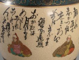 cca 1900 Satsuma gyömbértartó, jelzett, mázrepedéssel, m: 24 cm