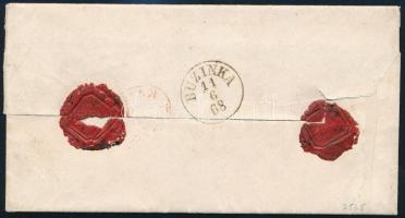 1868 15kr ajánlott levélen / on registered cover piros / red "KASSA / AJÁNLOTT" - "BU...