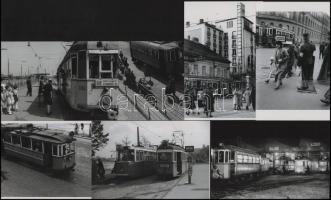 Budapesti villamosokról készült felvételek tétele (9, 19, 28, 44, 61, 68, 81, 83), amelyek eltérő időben készültek, 7 db modern nagyítás, jelzés nélkül, 15x10 cm és 10x15 cm