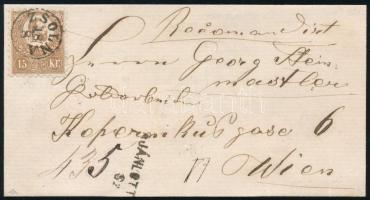 1871 Kőnyomat 15kr ajánlott levélen / on registered cover "ZSOLNA" - Wien