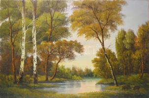 Csergezán Pál jelzéssel: Vaddisznók. Olaj, vászon. 60x80 cm
