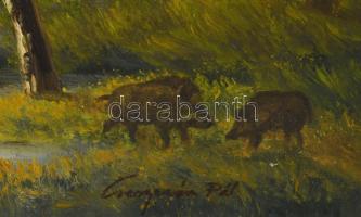 Csergezán Pál jelzéssel: Vaddisznók. Olaj, vászon. 60x80 cm