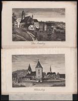 5 db osztrák helyszíneket ábrázoló metszet, vegyes állapotban, 9x15 cm