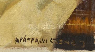 Apátfalvi Czene J jelzéssel: Csendélet porcelánokkal. Olaj, vászon. Apró felületi kopásokkal. 40x50 ...