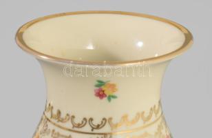 Thomas Ivory virágmintás váza, jelzett, kis kopással, m: 16 cm
