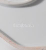 Herendi kék virágmintás kínáló, elcsiszolt jelzéssel, 28x18 cm