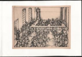 Batthyány Gyula (1887-1959): Jelenet. Nyomat, papír, jelzés nélkül. Paszpartuban. Az 1942-ben megjelent Képek a magyar múltból c. kiadványból. 18x24 cm