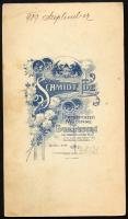 1909 Elegáns hölgy portréja, kabinetfotó Schmidt Ede budapesti műterméből, 16,5x9,5 cm
