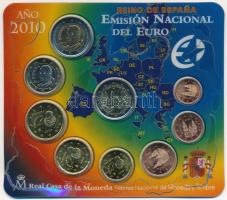Spanyolország 2010. 1c-2E forgalmi sor (9xklf) műanyag lapon, benne 2E "Córdobai nagymecset" forgalmi emlékpénz T:UNC hajlott lap Spain 2010. 1 Cent - 2 Euro coin set (9xdiff) on plastic sheet, inside 2 Euro "Great Mosque of Cordoba" circulation commemorative coin C:UNC bent sheet