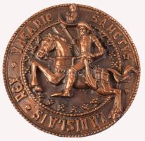 Bronzírozott alumínium plakett lovas figurával, d: 25 cm