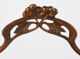 Szecessziós fém kínáló, m: 17 cm