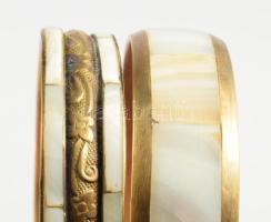 Gyöngyház rárakásos 2 darab réz karperec, d: 7 cm