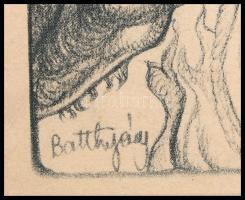 Batthyány Gyula (1887-1959): Dózsa György a vastrónon. Nyomat, papír, jelzett a nyomaton. Paszpartub...