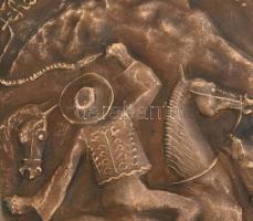 Kő Pál (1941-2020): Fehér László lovat lopott. Bronz fali dísz, relief. Jelzett. 19x31 cm