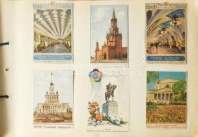 cca 1960-1970 Régi szovjet gyűjtőképek, albumba ragasztva, kb. 200-230 db