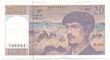 Franciaország 1991. 20Fr "B.033 769981" T:F szép papír France 1991. 20 Francs "B.033 769981" C:F fine paper Krause 151.