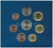 Málta 2008. 1c-2E (8xklf) forgalmi összeállítás karton dísztokban, sorszámozott tanúsítvánnyal, emlé...