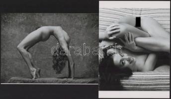 cca 1988 "Tornamutatványok", szolidan erotikus felvételek, 2 db modern nagyítás, jelzés nélkül, 15x21 cm
