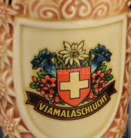 2 db sörös korsó ónfedeles kerámia, hibátlan 20 cm, 12 cm