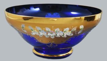 Gyűmölcsös tál, kézzel festett plasztkus díszítéssel, hibátlan 23 cm