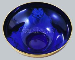 Gyűmölcsös tál, kézzel festett plasztkus díszítéssel, hibátlan 23 cm