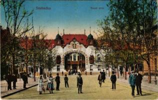 Szabadka, Subotica; Vasút utca és Reichl palota. Vasúti levelezőlapárusítás / street view with palac...