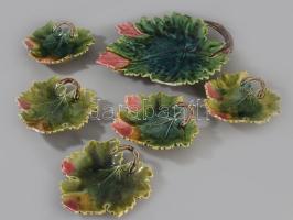 1880-1910 Rudolf Ditmar Znaim szőlőmintás 5 személyes kínáló készlet, lepattanással, 1 darab sérült, h: 17-23 cm