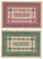 Olaszország 1918. Velence / Osztrák-magyar megszállás 1L "F167 05,734" + 2L "Q300 15,...