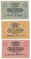 Olaszország 1918. Velence / Osztrák-magyar megszállás 5c + 10c + 50c T:F Italy 1918. Venice / Austro-Hungarian occupation 5 Centesimi + 10 Centesimi + 50 Centesimi C:F Krause M1, M2, M3