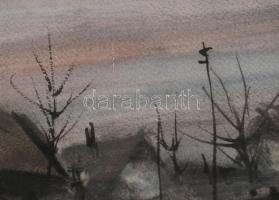 Balázs György (1927-2015): Járókelők, 2004. Akvarell, papír, jelzett, papírra kasírozva. 26,5x39 cm