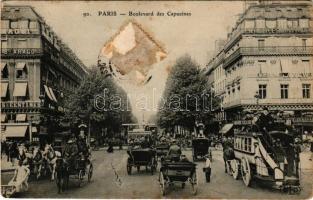 Paris, Boulevard des Capucines / street view with cafe and restaurant terrace, carriages, automobile...