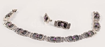 Ezüst (Ag) ékszer szett. ametiszttel. Jelzett. br 61 g